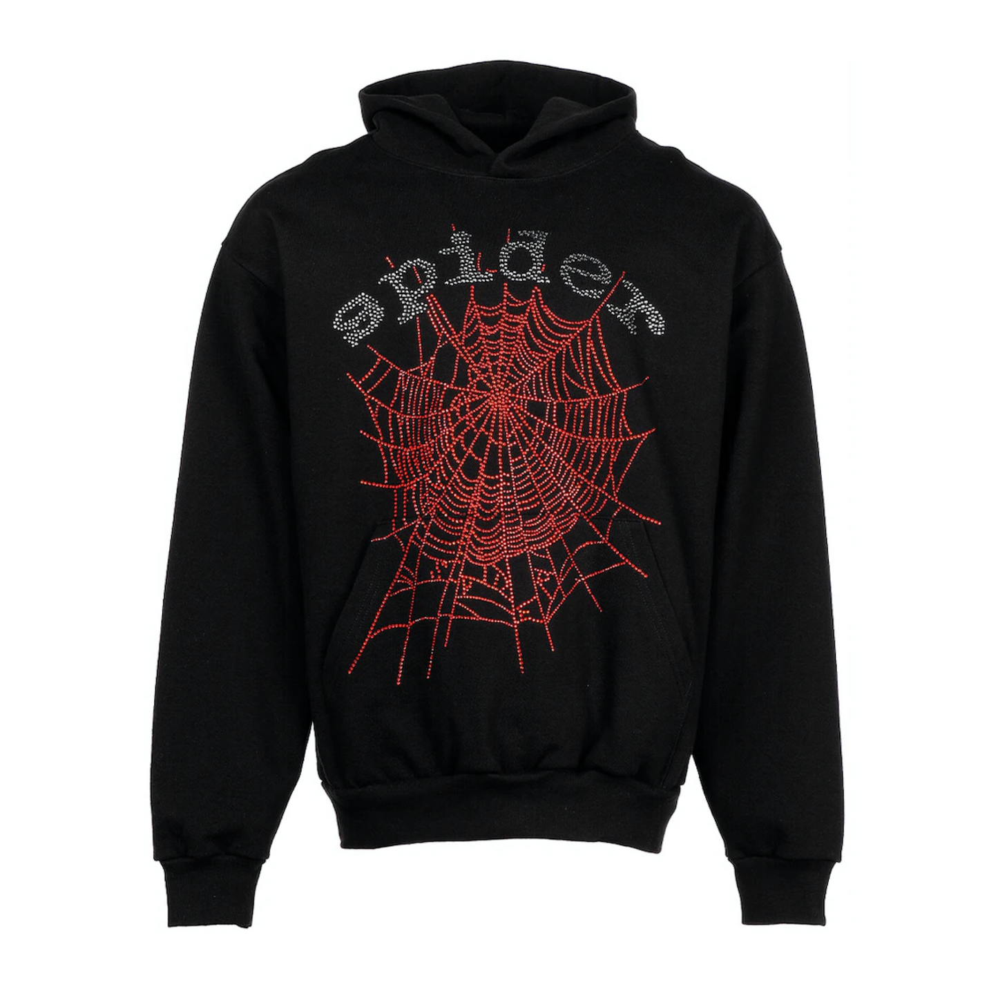 Sp5der OG Rhinestone Logo Hoodie Black SP5DER