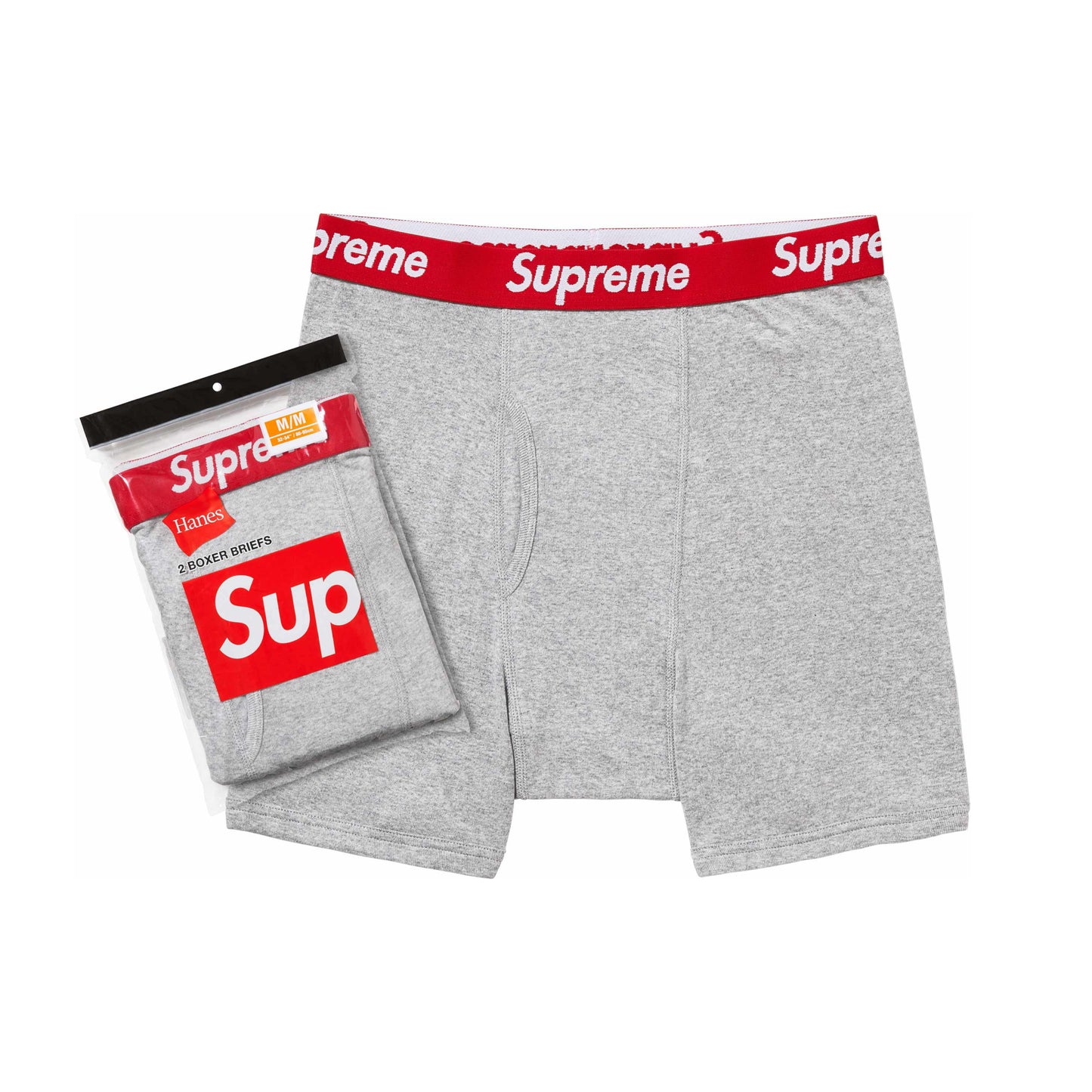 Supreme Hanes Boxer Briefs (2 Pack) Heather Grey Supreme