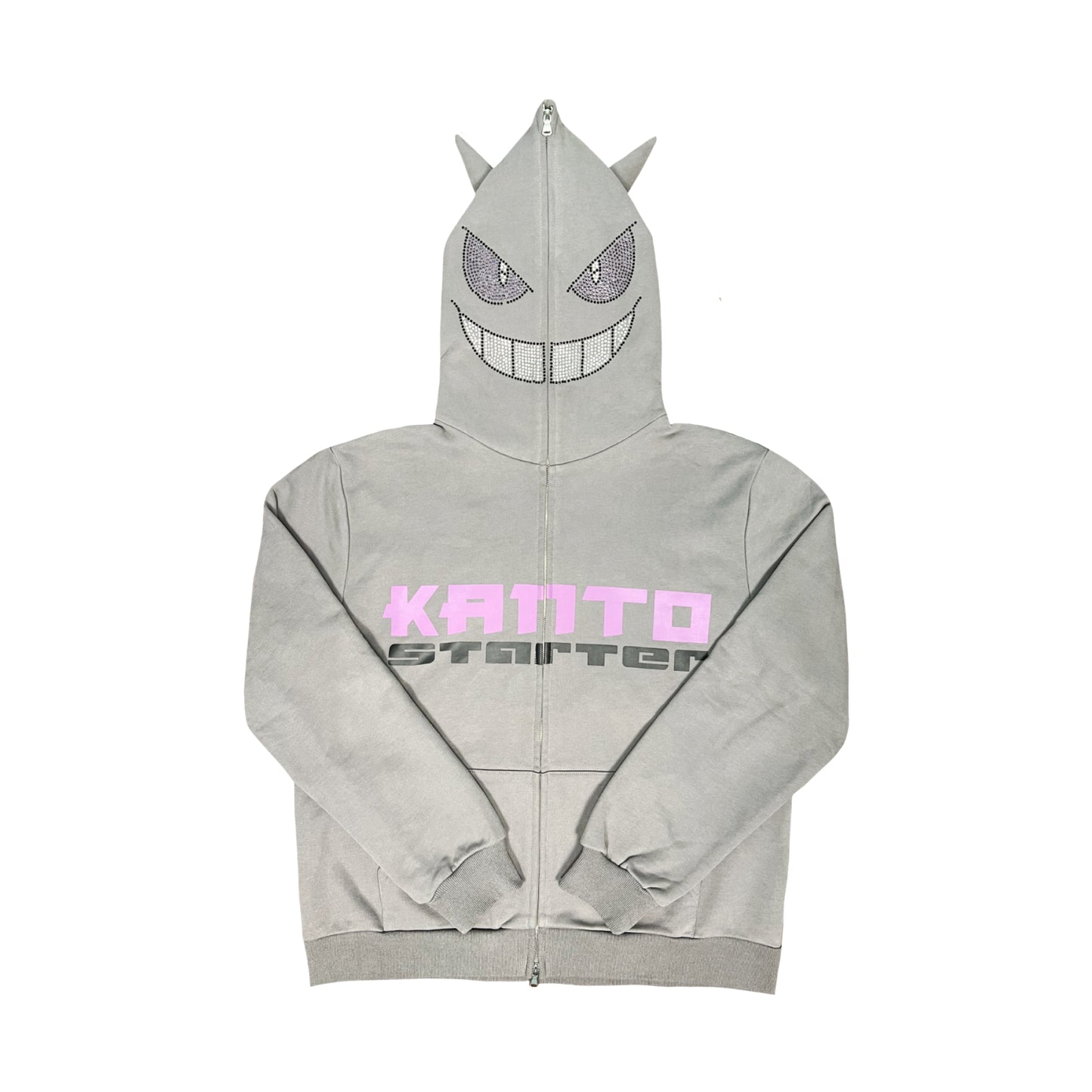 Kanto Starter Gengar Rhinestone Hoodie Grey Kanto Starter