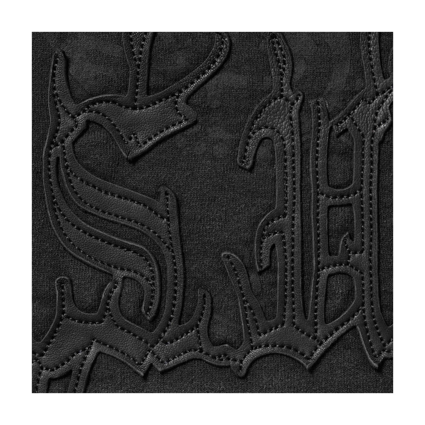 Supreme Leather Appliqué Zip Up Hooded Sweatshirt Black