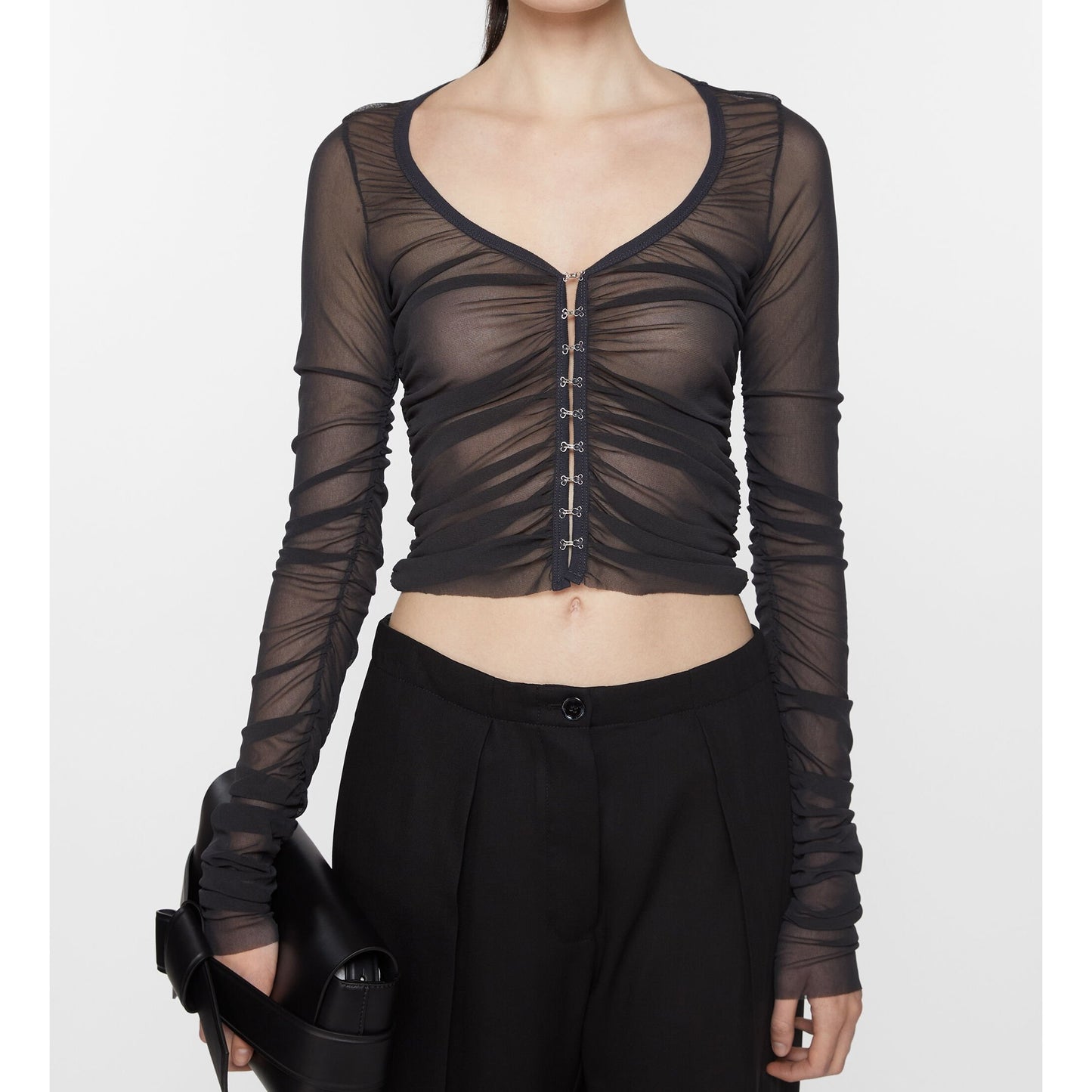 Acne Studios Mesh Blouse Tee Top Black