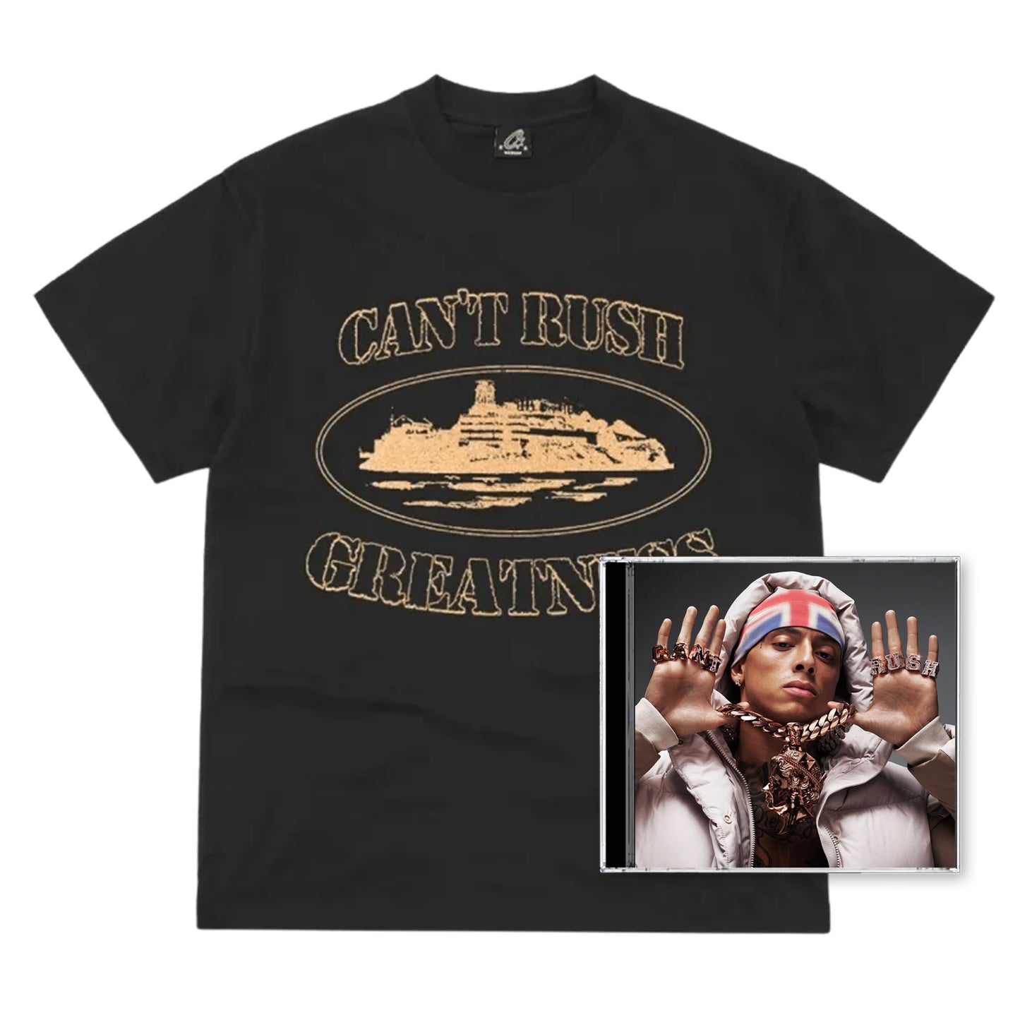 Corteiz x Central Cee Can't Rush Greatness Bundle Tee + CD