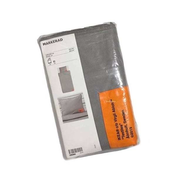 Virgil Abloh x IKEA MARKERAD EU Duvet Cover and 1 Pillowcase (150x200cm) Gray IKEA