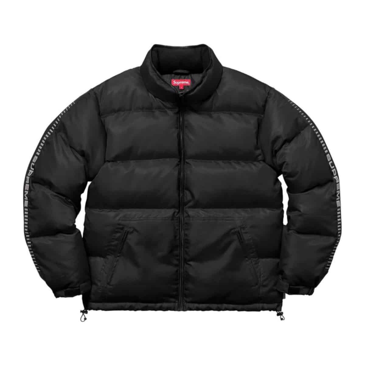 Supreme Reflective Sleeve Logo Puffy Jacket Black Supreme