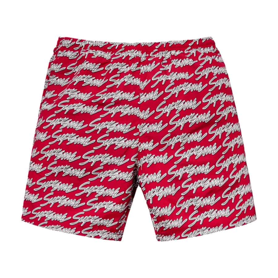 Supreme Signature Script Logo Water Short Red Supreme