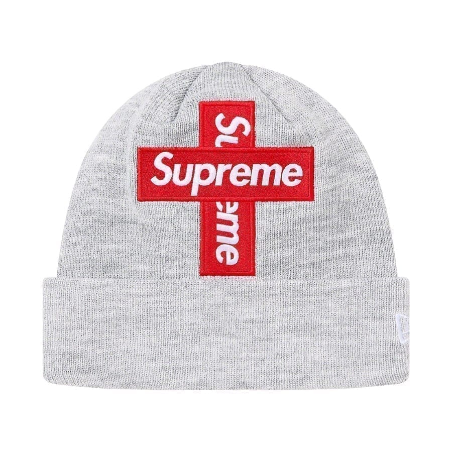 Supreme New Era Cross Box Logo Beanie Heather Grey Supreme