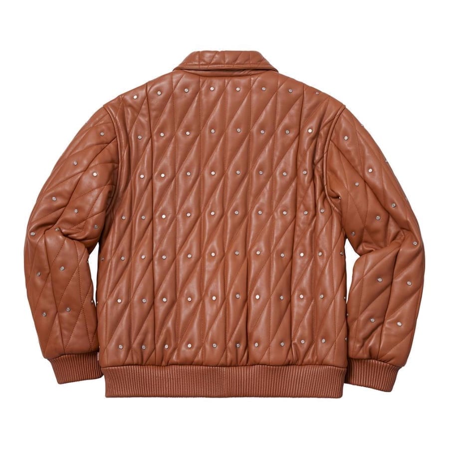 Supreme Quilted Studded Leather Jacket Light Brown Supreme