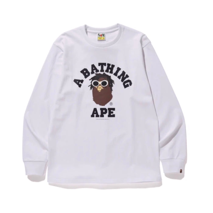 BAPE Wiz Khalifa Shark College L/S Tee White Bape