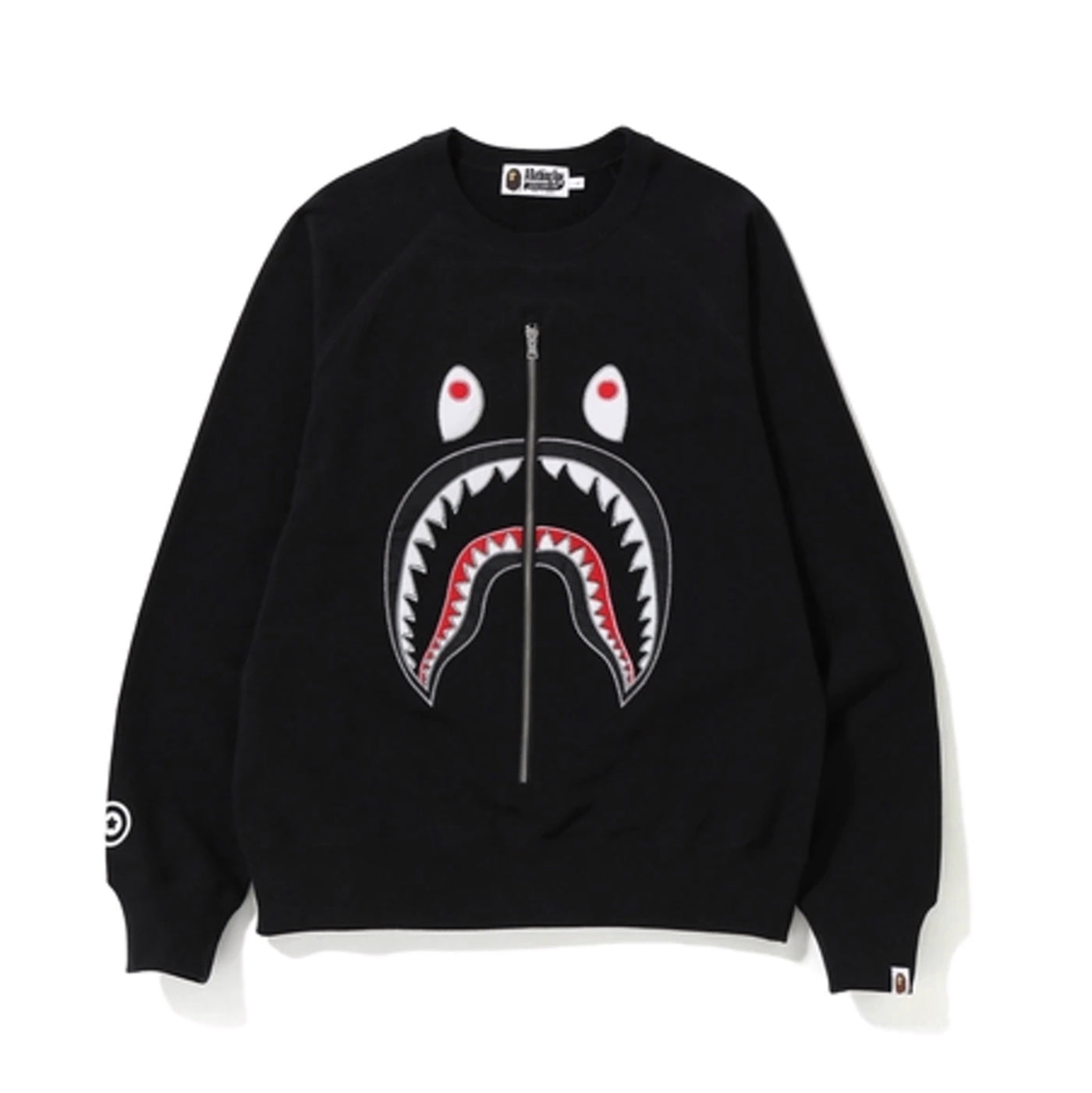 BAPE Applique Metal Zip Shark Crewneck Black Bape
