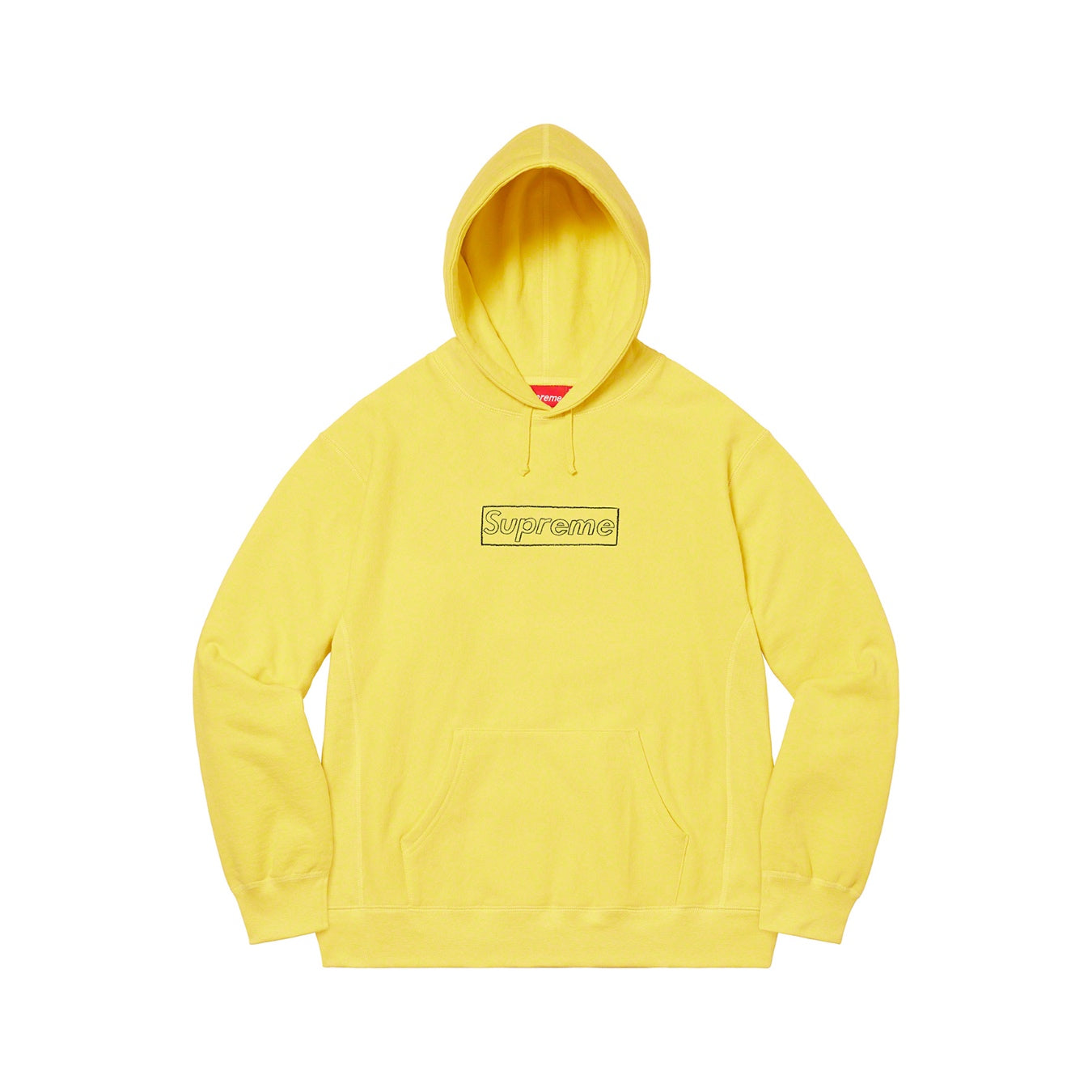 Supreme KAWS Chalk Logo Hooded Sweatshirt Light Lemon Kaws