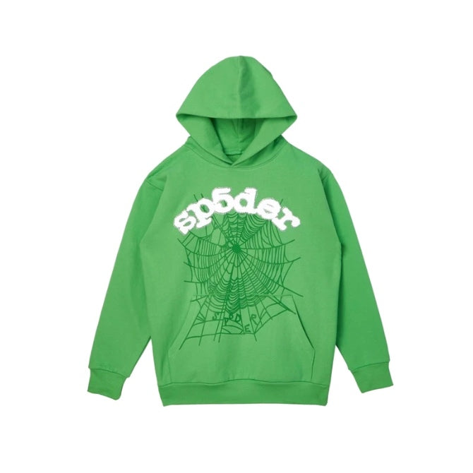 SP5DER Web Suit Hoodie Rhinestone Green SP5DER