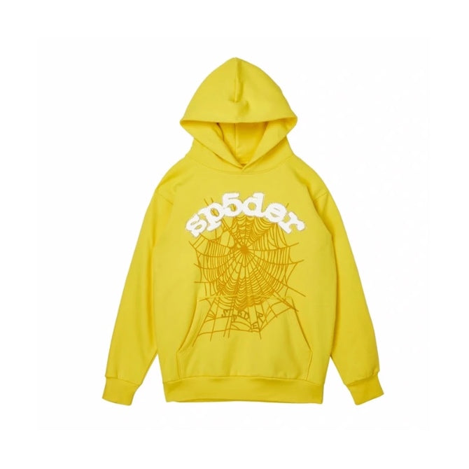 SP5DER Web Suit Hoodie Rhinestone Yellow SP5DER