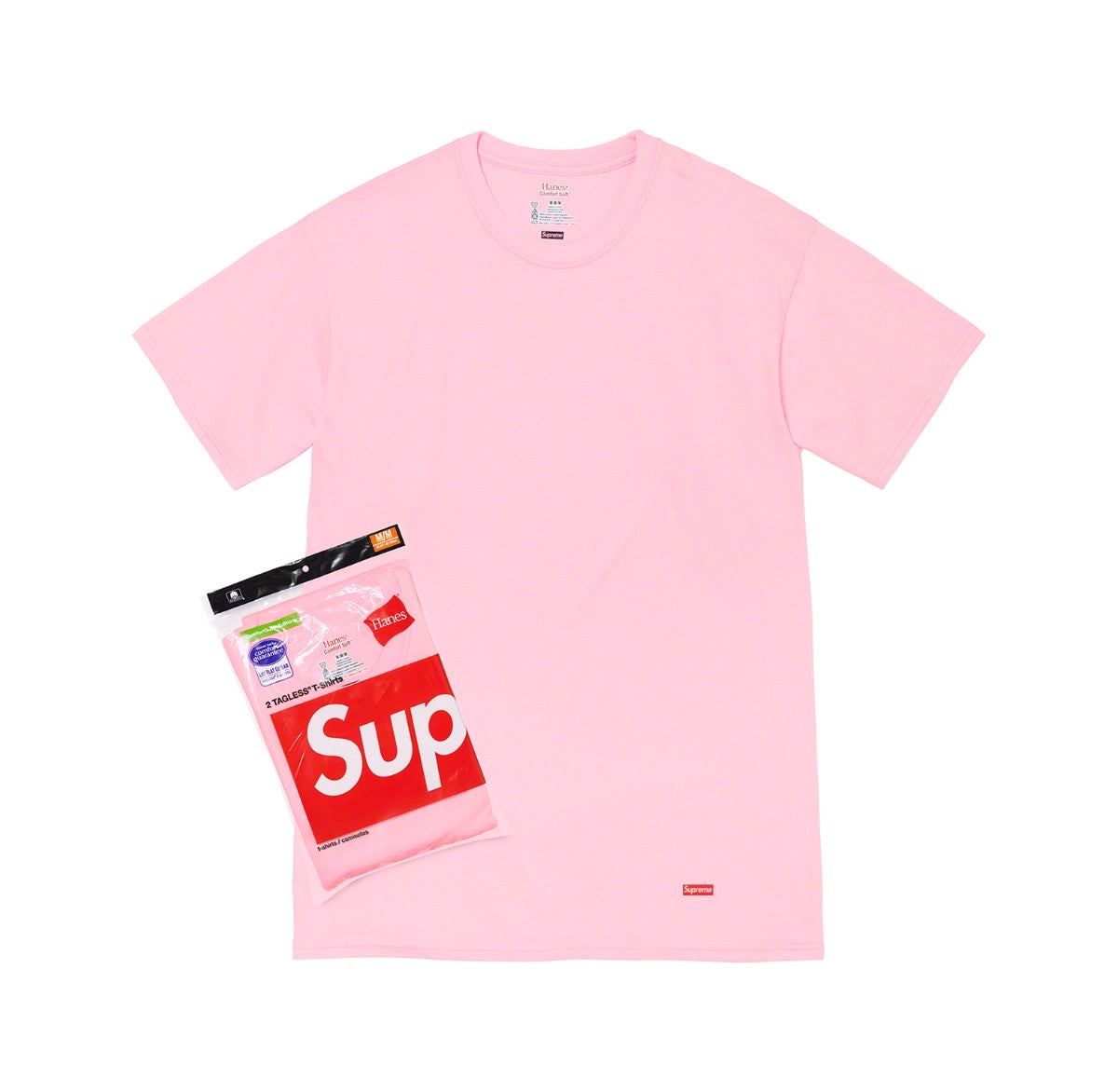 Supreme Hanes Tagless Tees (2 Pack) Pink Supreme