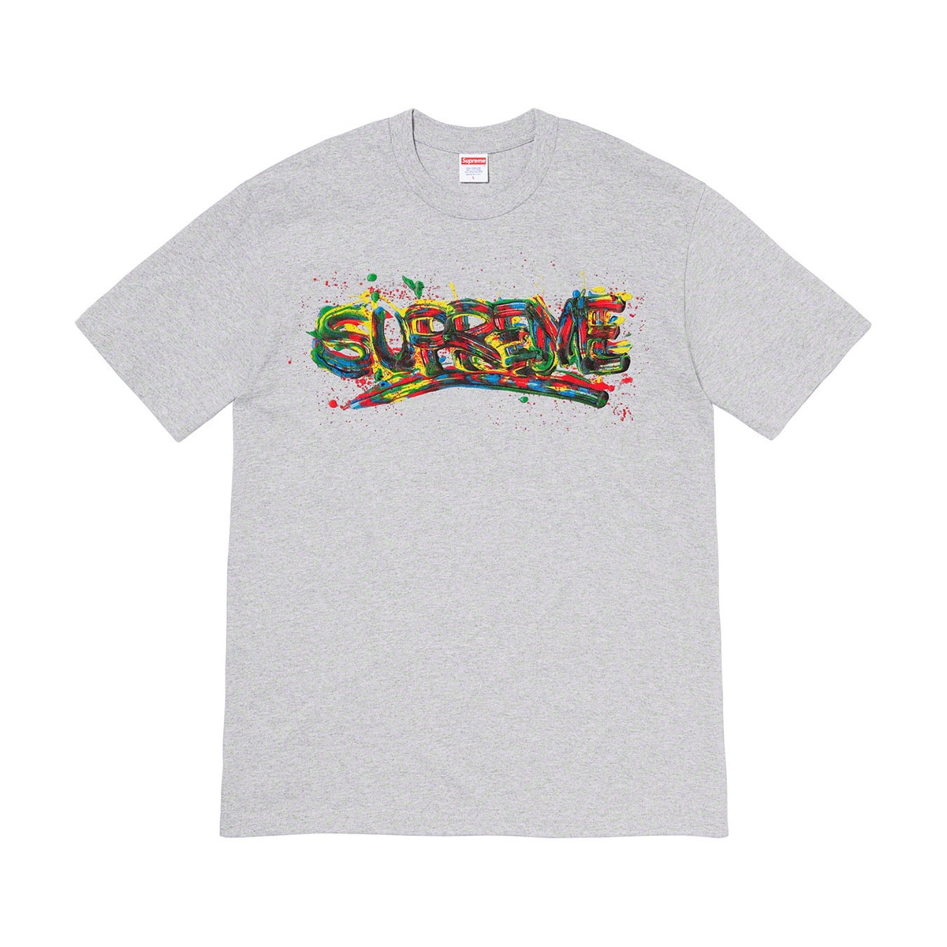 Supreme Paint Logo Tee Heather Grey Supreme