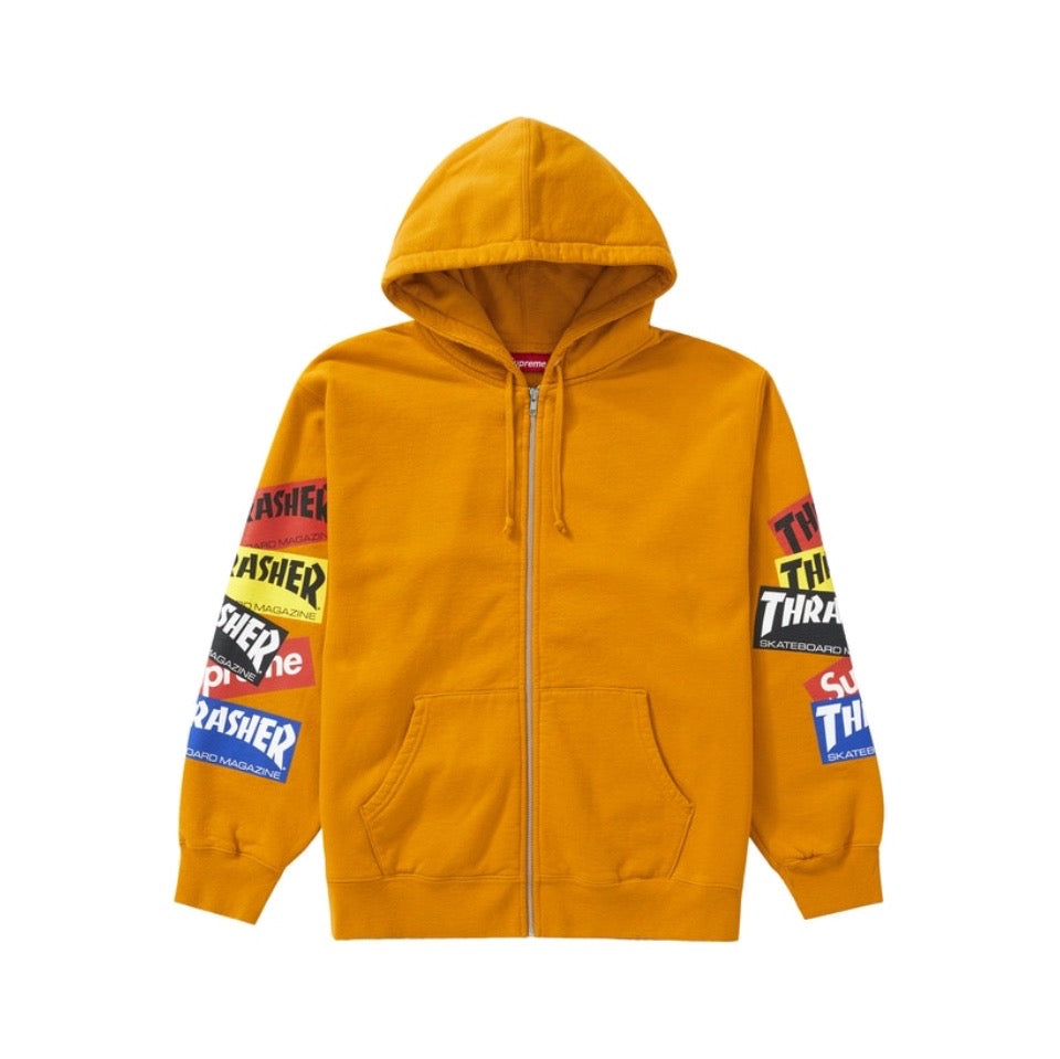 Supreme Thrasher Multi Logo Zip Up Hooded Sweatshirt Gold Supreme