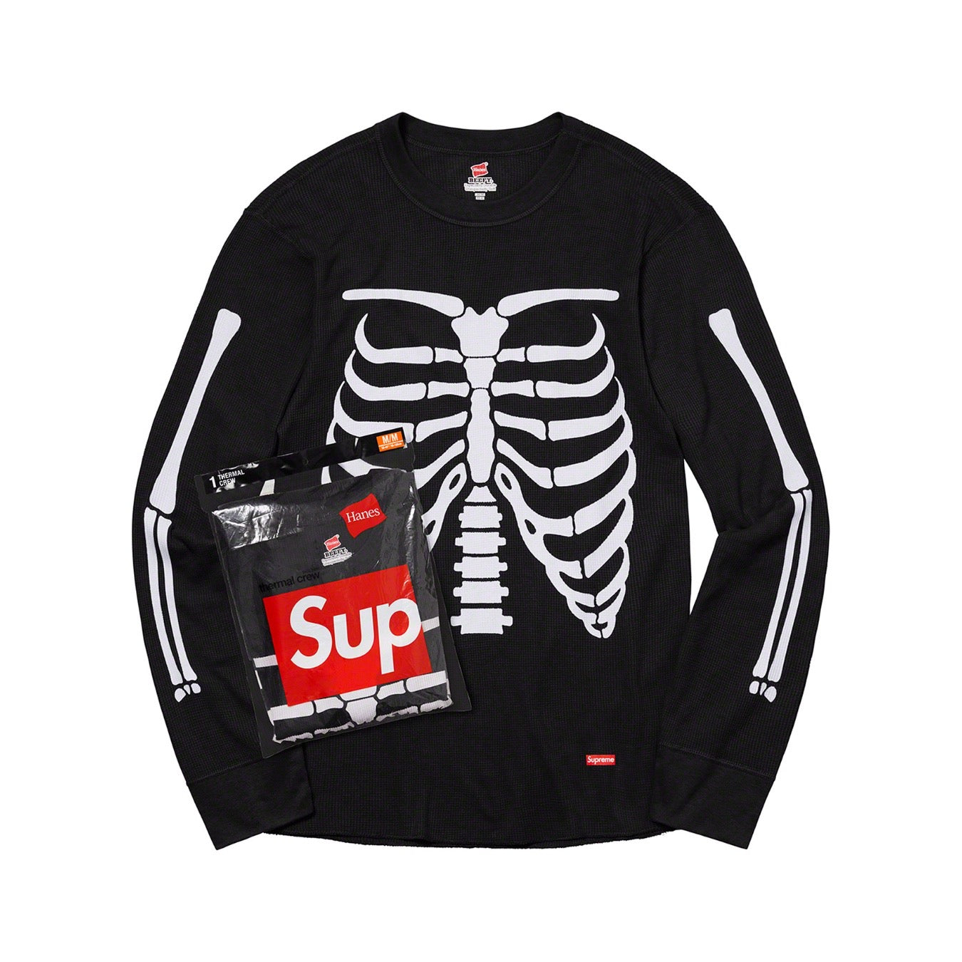 Supreme Hanes Bones Thermal Crew (1 Pack) Black Supreme
