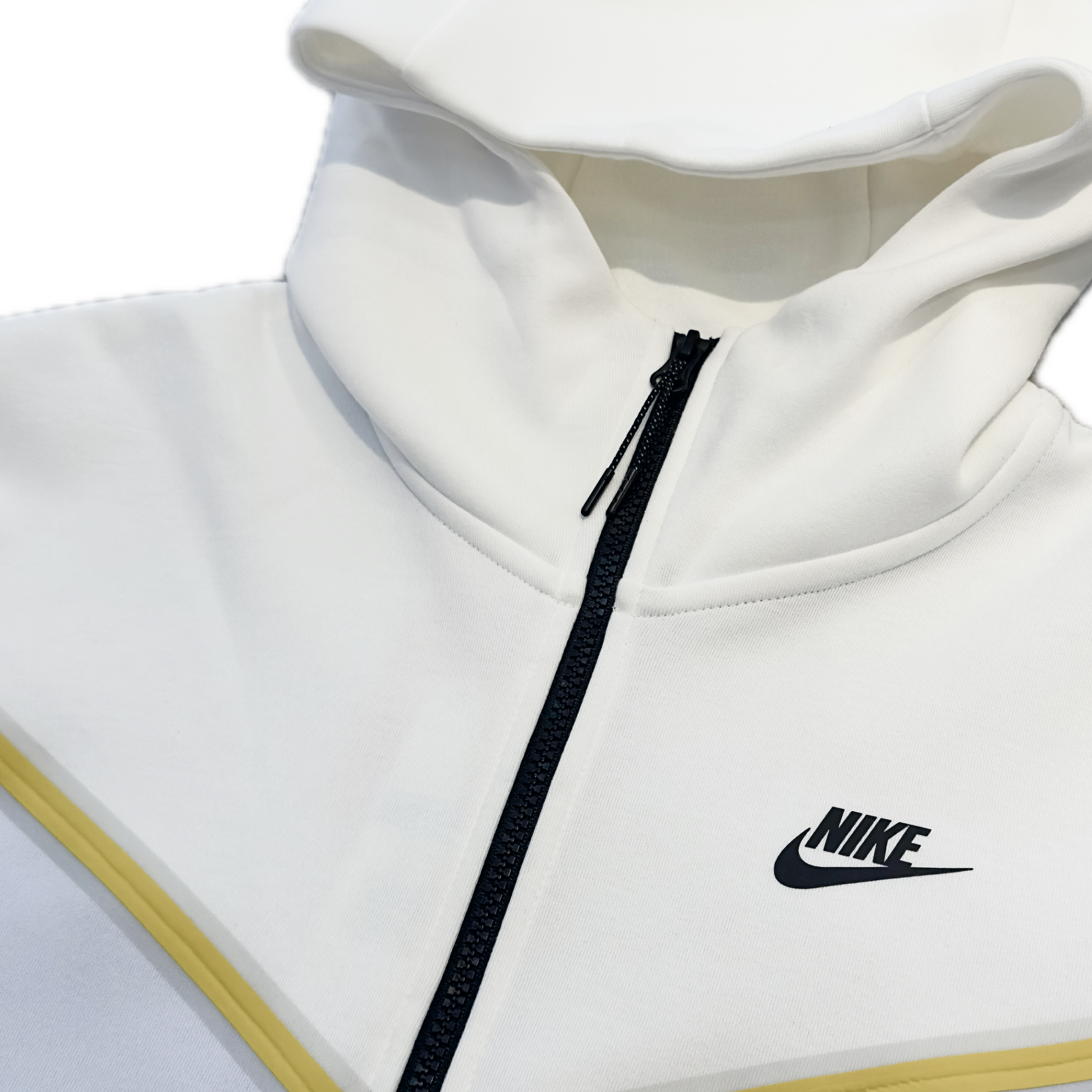 Nike Sportswear Tech Fleece Hoodie CU4489-102 White Yellow Full Zip Mens Nike