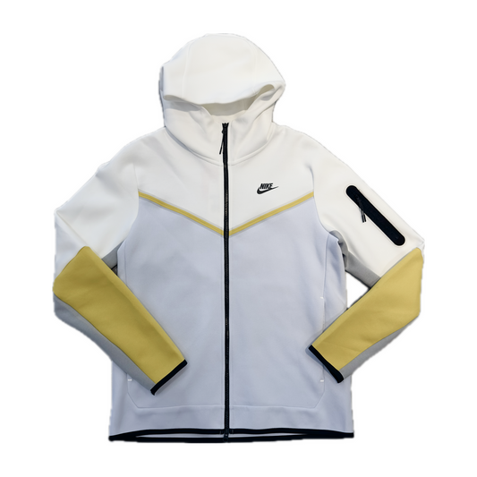 Nike Sportswear Tech Fleece Hoodie CU4489-102 White Yellow Full Zip Mens Nike