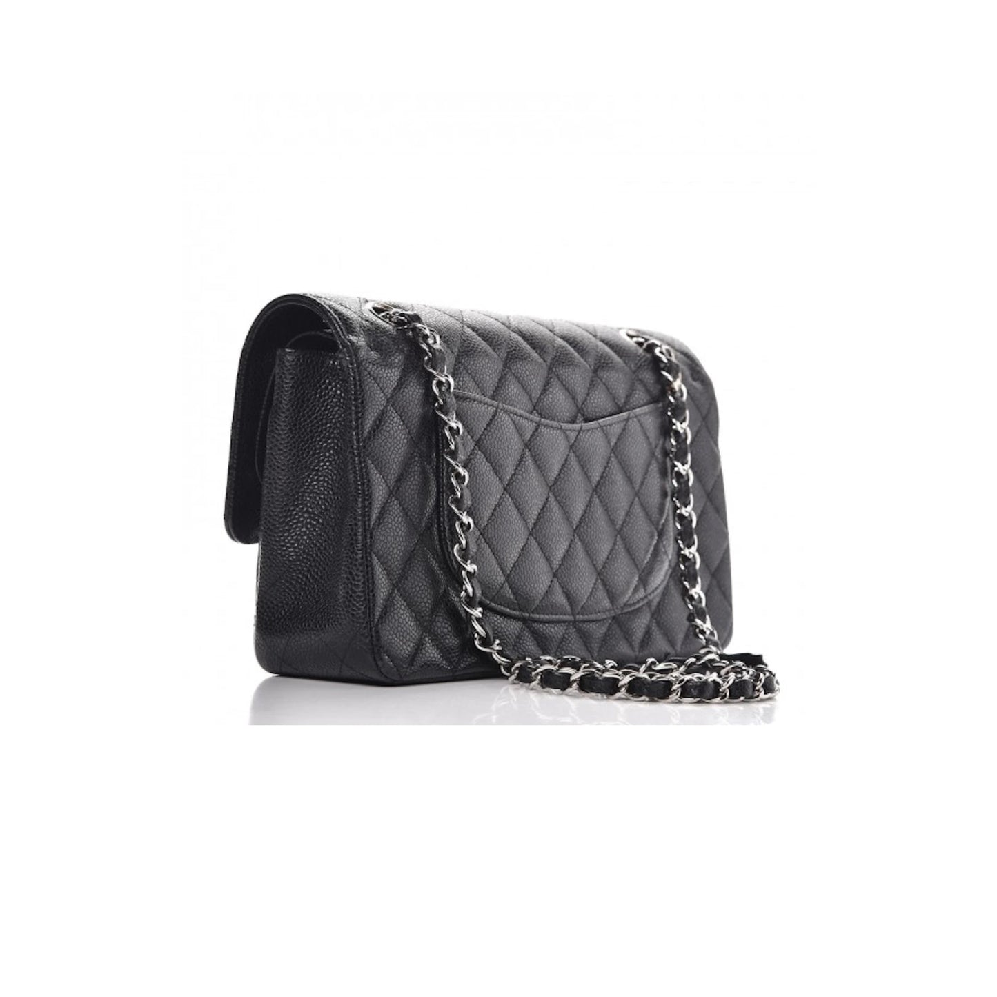 Chanel Classic Double Flap Quilted Caviar Silver-tone Medium Black Chanel