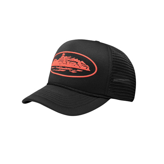 Corteiz Alcatraz Trucker Hat Black/Red Corteiz