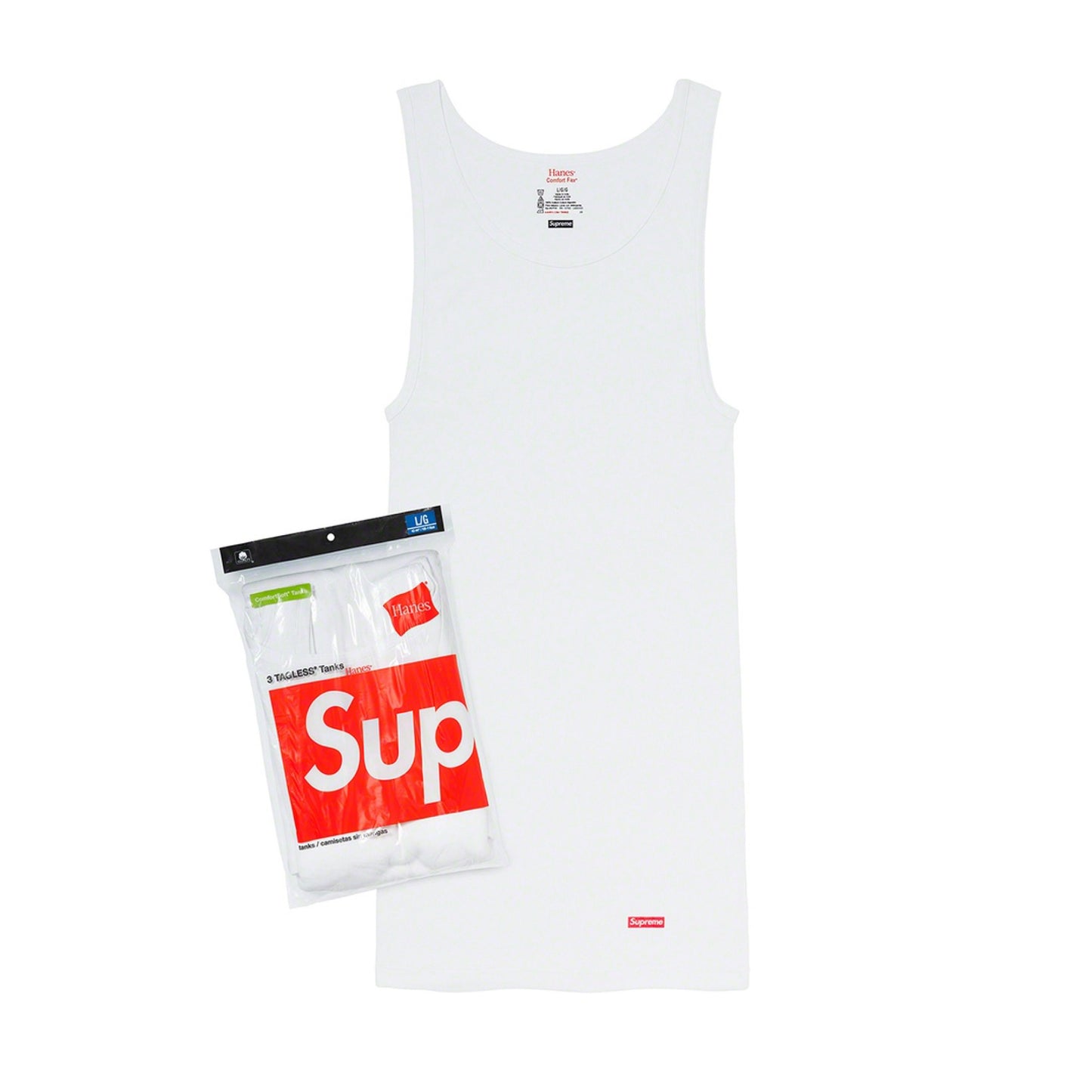 Supreme Hanes Tanktops ohne Etikett (3er-Pack) Weiß