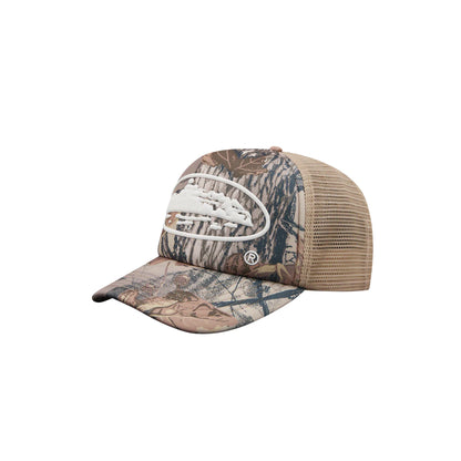 Corteiz Island Puff Print Trucker Hat Forest Camo