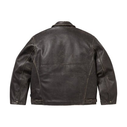 Supreme Schott Leather Racer Jacket (FW25) Black