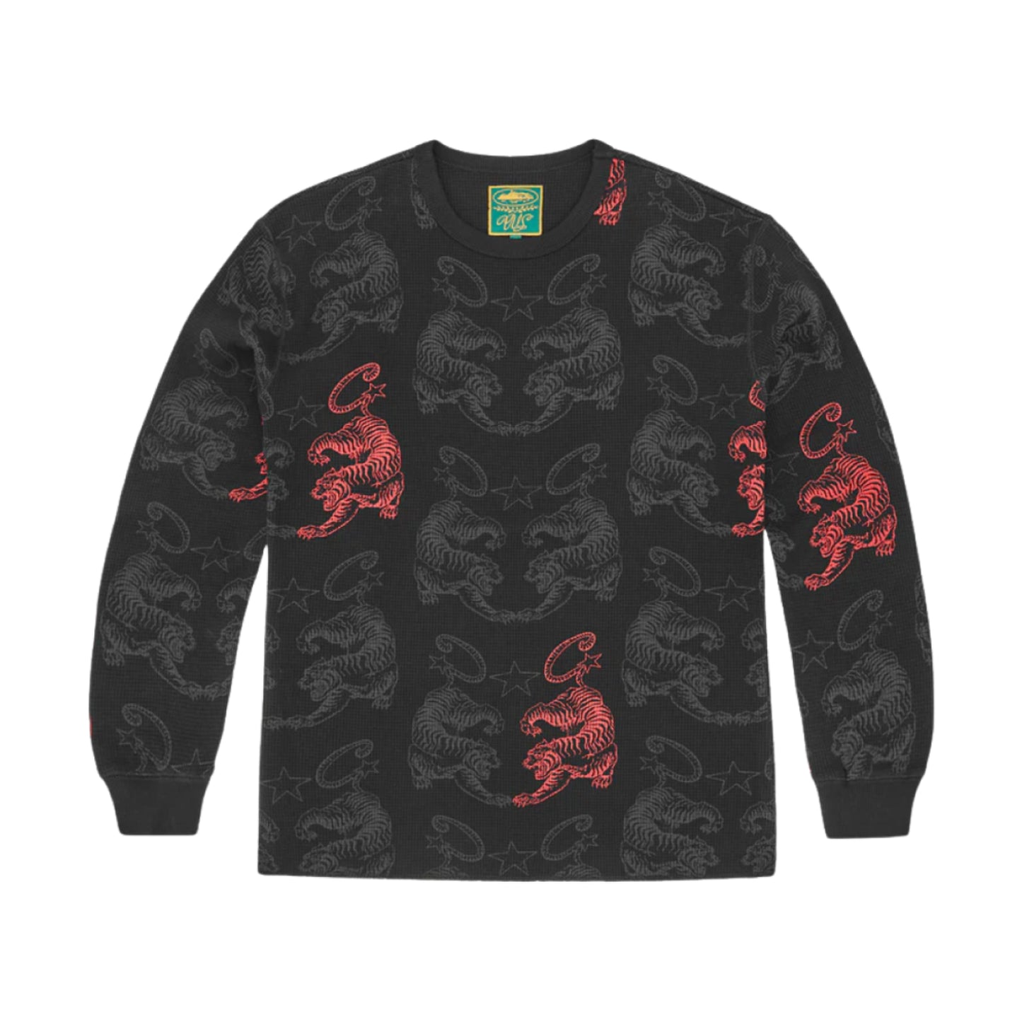 Corteiz Mens Tiger Waffle Longsleeve Black