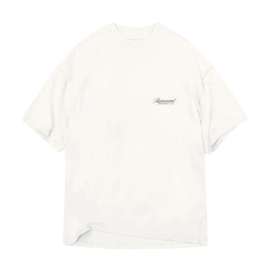 Represent Owners Club Script Tee Flat White