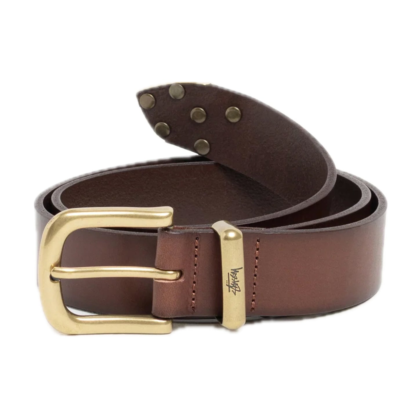Stussy Metal S Tip Belt Brown