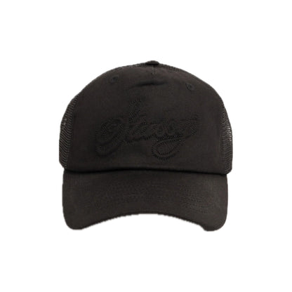 Stussy Waxed Trucker Cursive Stitch Cap Black