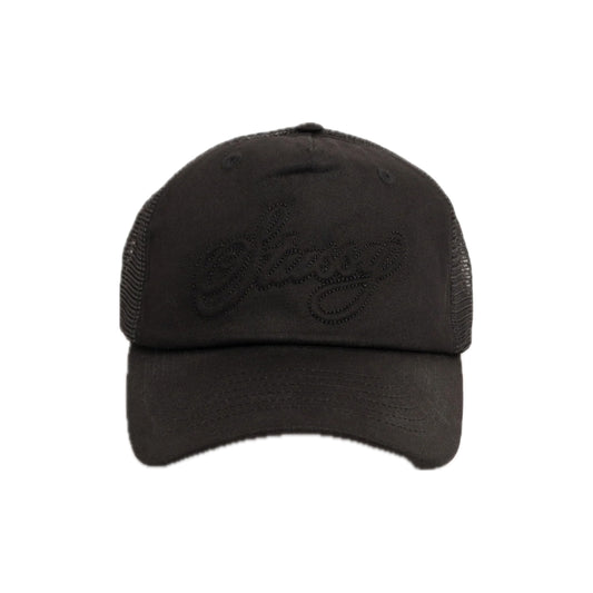 Stussy Waxed Trucker Cursive Stitch Cap Black