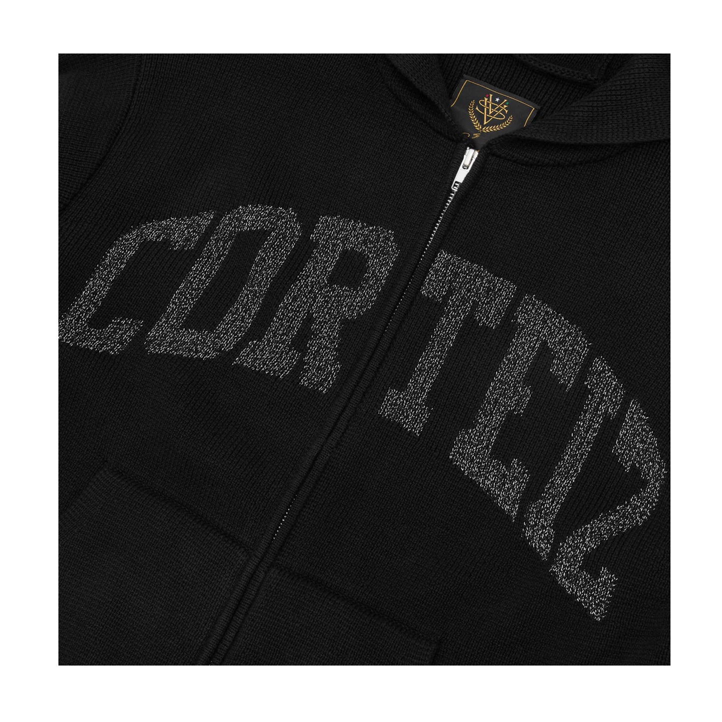 Corteiz 3M College Knit Zip Hoodie Black