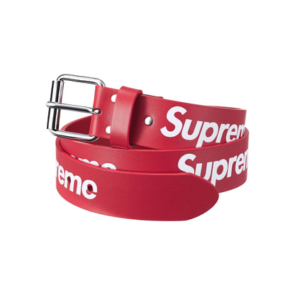 Supreme Repeat Leather Belt Red