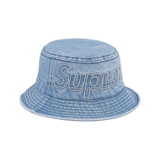 Supreme Big Logo Outline Crusher Denim Hat