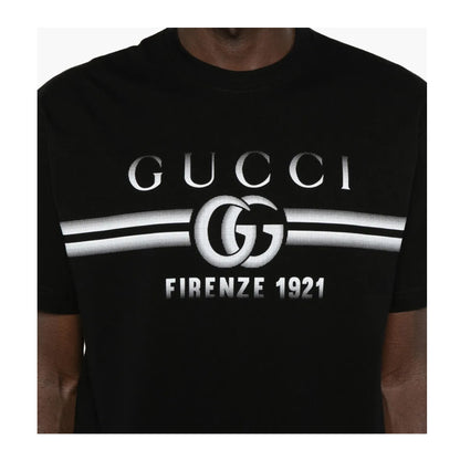 Gucci Cotton Jersey Gucci Print Tee Black
