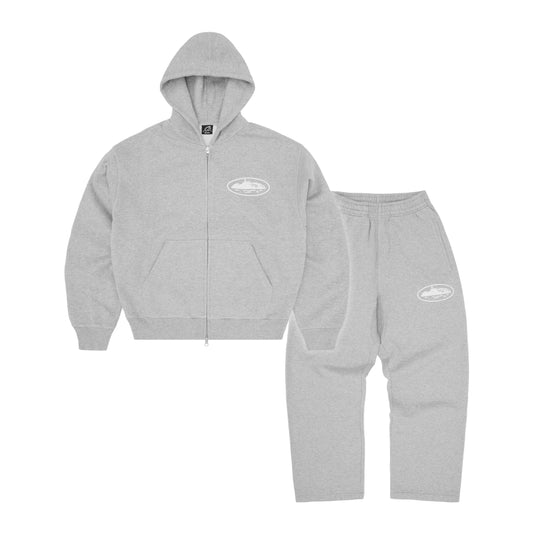 Corteiz Island Puff Print Tracksuit Heather Grey