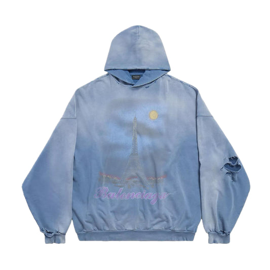 Balenciaga Paris Moon Hoodie Blue