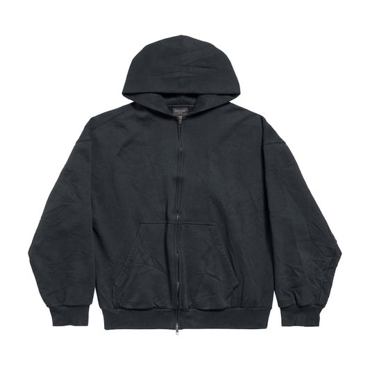 Balenciaga Blank Zip Up Hoodie Faded Black