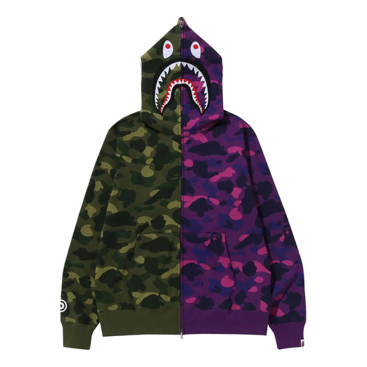 BAPE Color Camo Shark Full Zip Hoodie (FW22) Green Purple