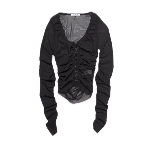 Acne Studios Mesh Blouse Tee Top Black