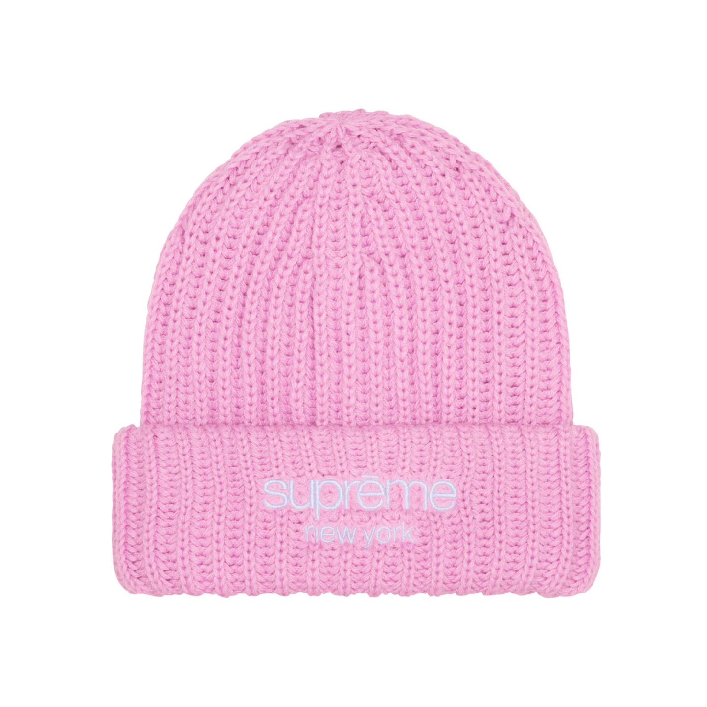 Supreme Chunky Rib Classic Logo Beanie Pink