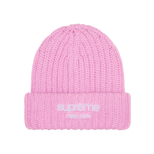 Supreme Chunky Rib Classic Logo Beanie Pink