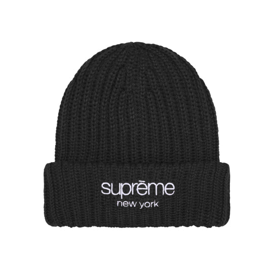 Supreme Chunky Rib Classic Logo Beanie Black