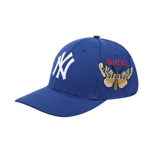 Gucci NY Yankees Embroidered Butterfly Baseball Cap Blue Gucci