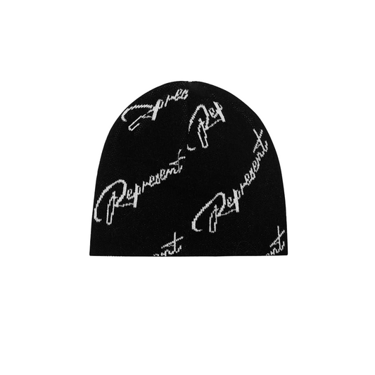 Represent Jacquard Beanie Black Represent