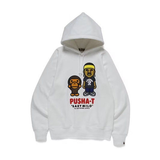 BAPE x Pusha T Baby Milo Pullover Hoodie White Bape