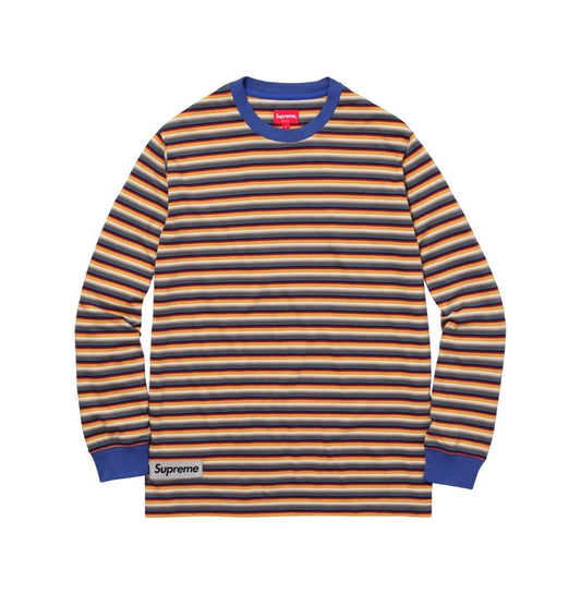 Supreme Multi Stripe Reflective Patch Longsleeve Top Blue Supreme