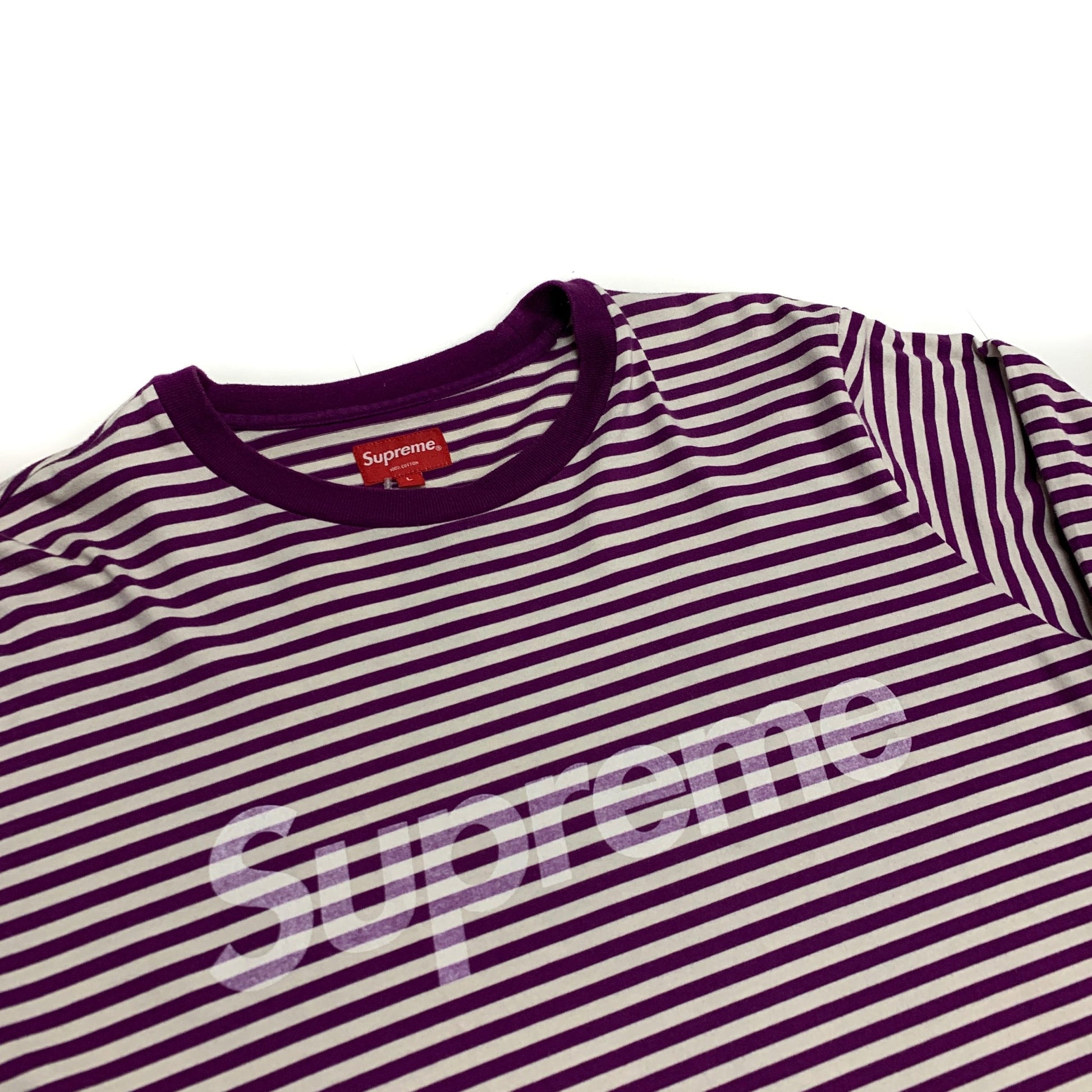 Supreme Striped Logo Longsleeve Magenta Supreme