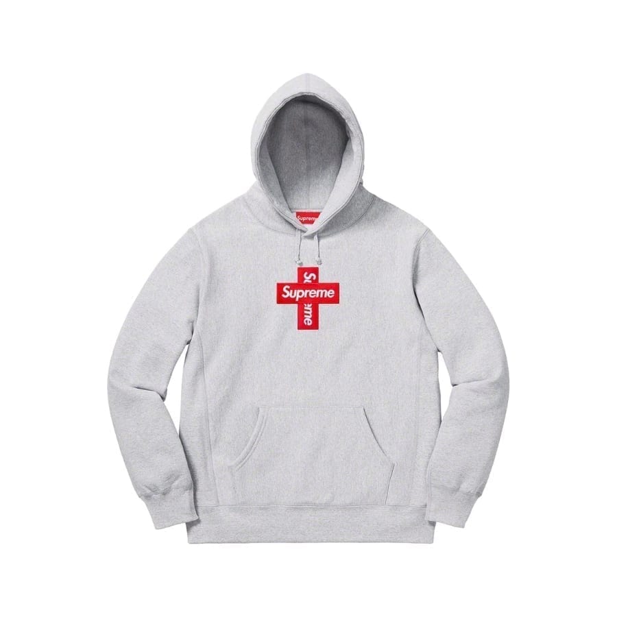 Supreme Cross Box Logo Hooded Sweatshirt Heather Grey Supreme